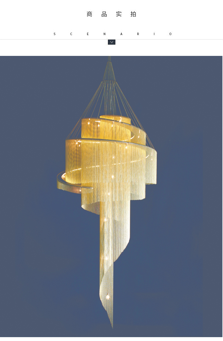 Large Hotel Staircase Stairwell Living room tassels Spirl Chandelier（WH-CC-28）