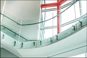 China Custom Glass Balcony Railing Frosted Privacy Design Fire Rated For Villas Offices wholesale
