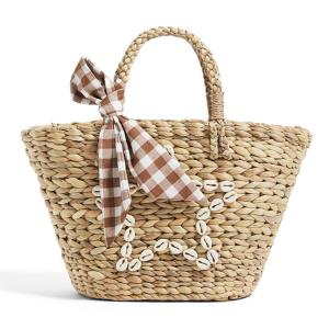 China Custom Summer Kids Natural Beach Tote Bag Little Girls Basket Handbag Bucket Straw Bag wholesale