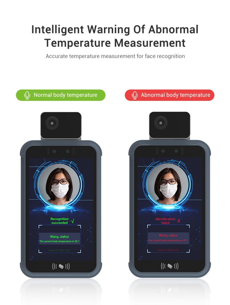 Pedesta 8" Biometric 3D Face Detection Attendance Device With Human Body Temperature Sensor