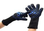 30 CM Safety Heat Resistant Work Gloves Blue Silicone Print Material