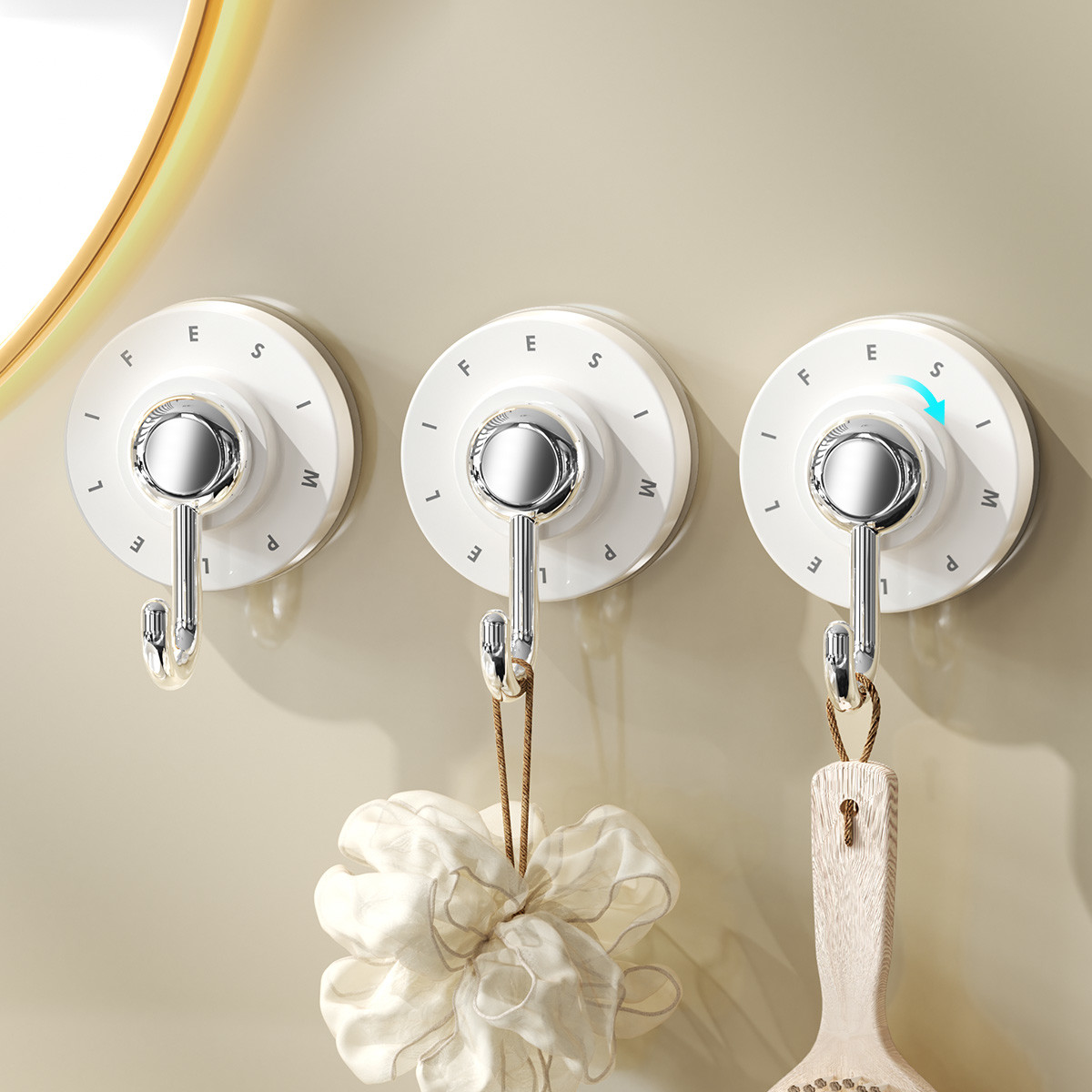 Wholesale New ABS Reusable Dry Wall ABS Shower Hooks Round Strong Vacuum Suction Cup Hooks