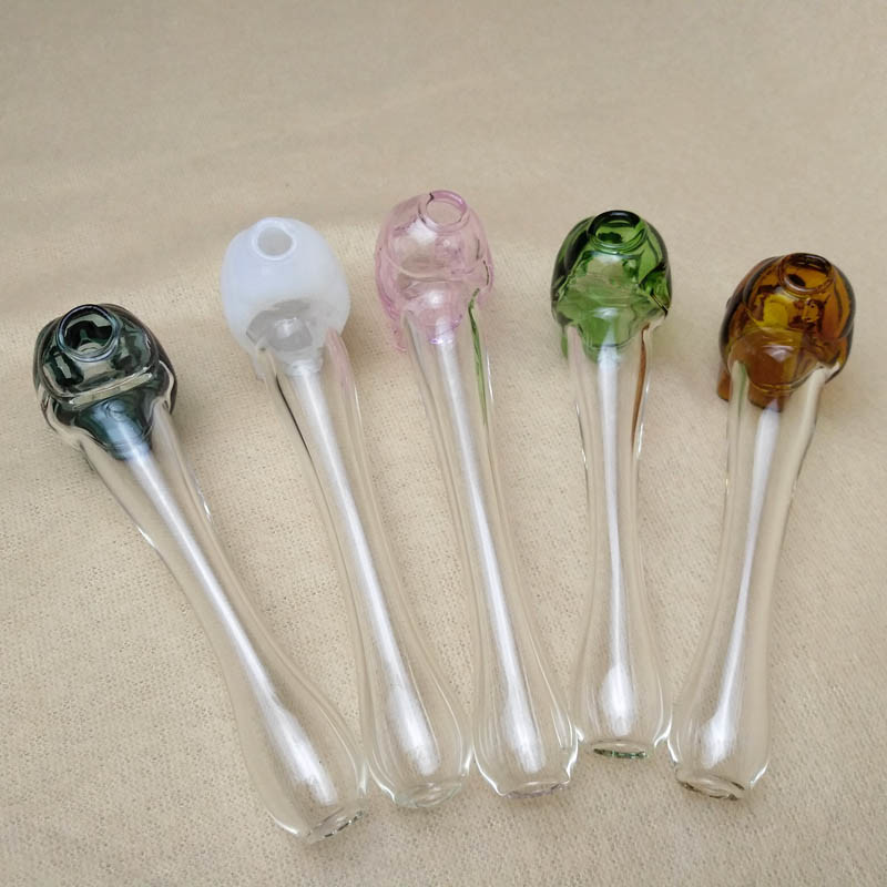 Skull Pyrex Glass Bubbler Pipe / Oil Burner Bong Pipe Nail Small Size