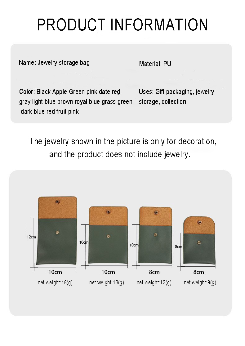 Personalized Pu Leather Jewelry Packaging Pouches Scratchproof