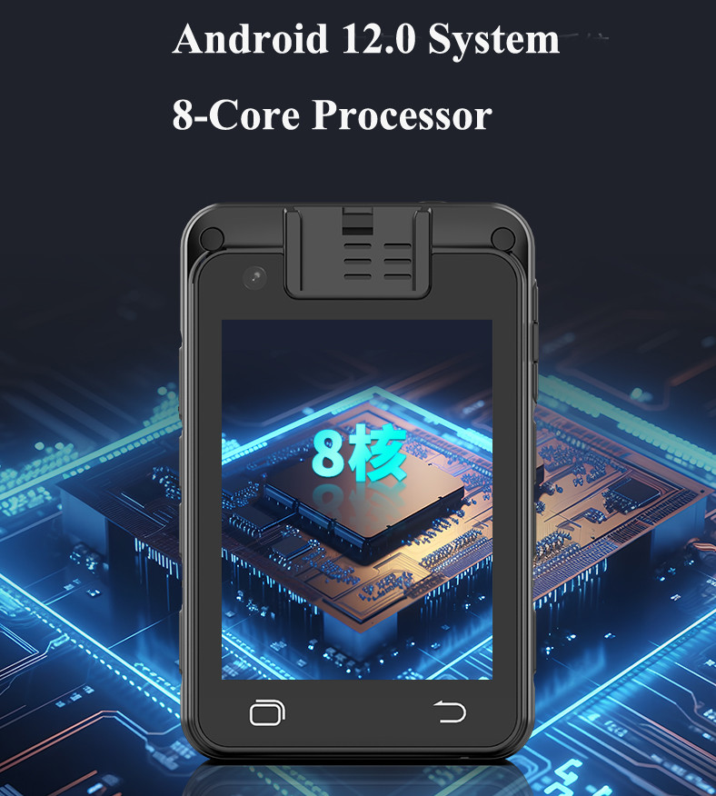 4G LTE WiFi GPS 64 Bit Quad Core Body Worn Camera With Back Light Alarm Light And 64G Memory Card