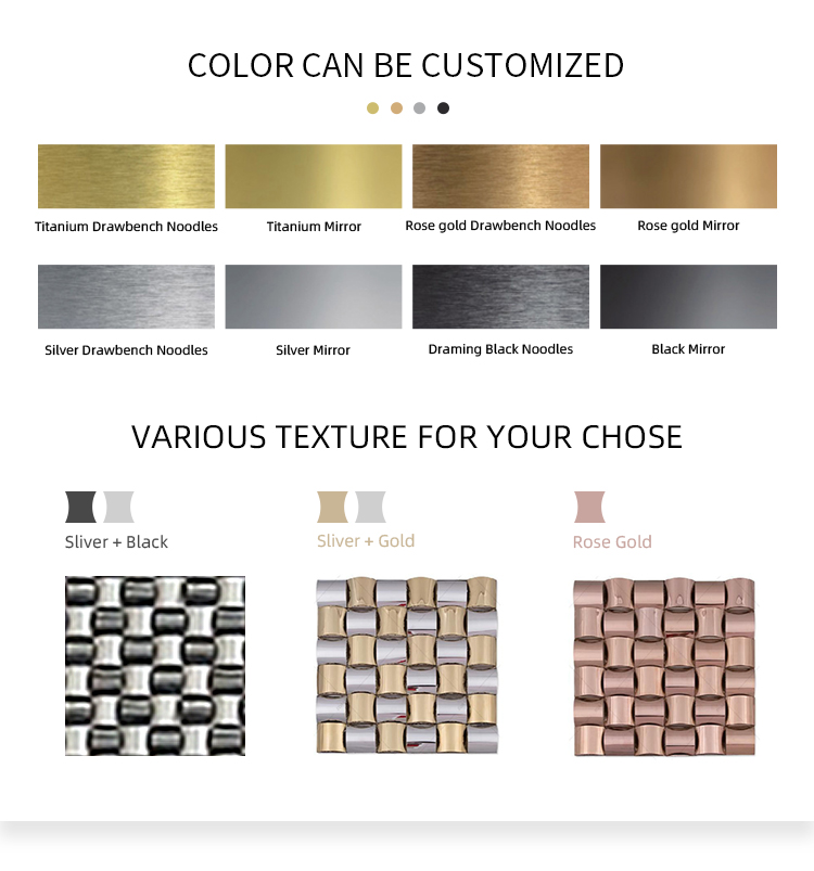 Kitchen 3D Mosaic Decorative Stainless Steel Wall Tiles Backsplash AISI 1219X2438mm