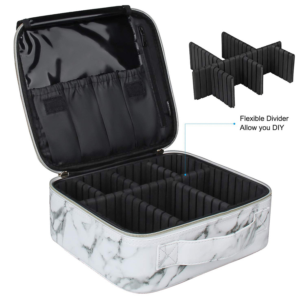 Zippered Women Travel Make Up Case With Adjustable Dividers