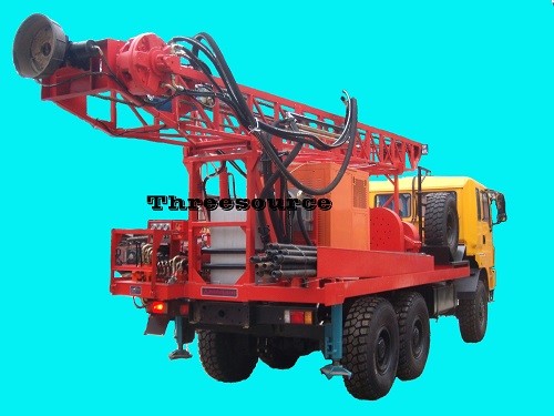 Truck drilling rig in desert oil prospecting