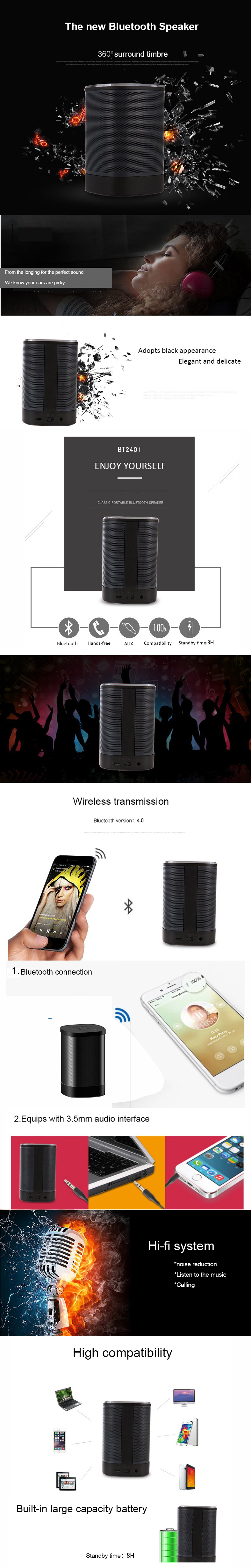 Wireless AUX supported Metal Portable Blue-tooth large capacity battery Speaker