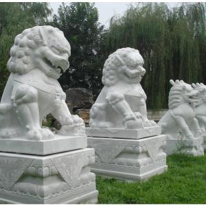 China Gate Door Natural Marble Lion Sculpture Hand Carved wholesale