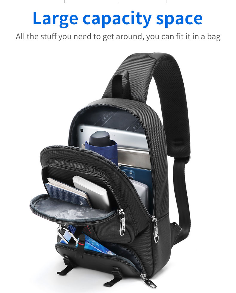 Factory wholesale large capacity shoulder bag multi functional travel sling bag men's Crossbody chest bag
