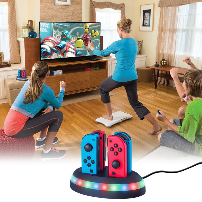 LED Indication Nintendo Switch Gaming Accessories 4 In 1 Charging Dock Lamppost