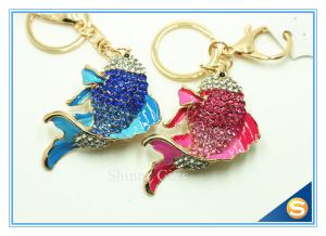 China Lovely Crystal Fish Bag Purse Key Chain Charm Pendant Key Rings For sale wholesale