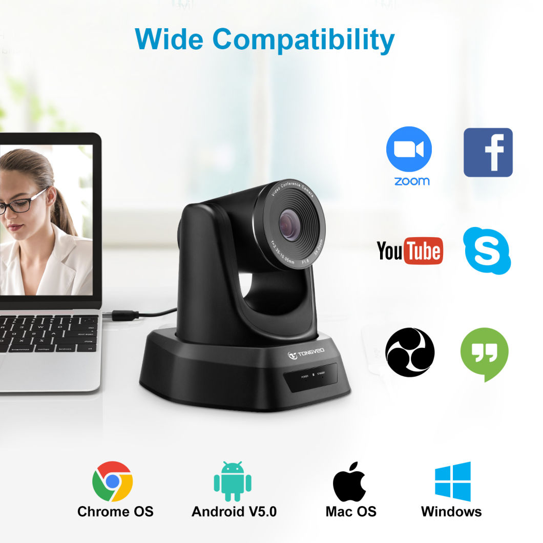 USB PTZ Conference Camera with 10X Zoom for Skype Video Conferencing