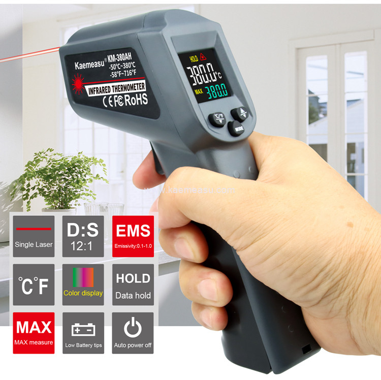 Kaemeasu Color Display High Heat Infrared Thermometer With Laser Targeting