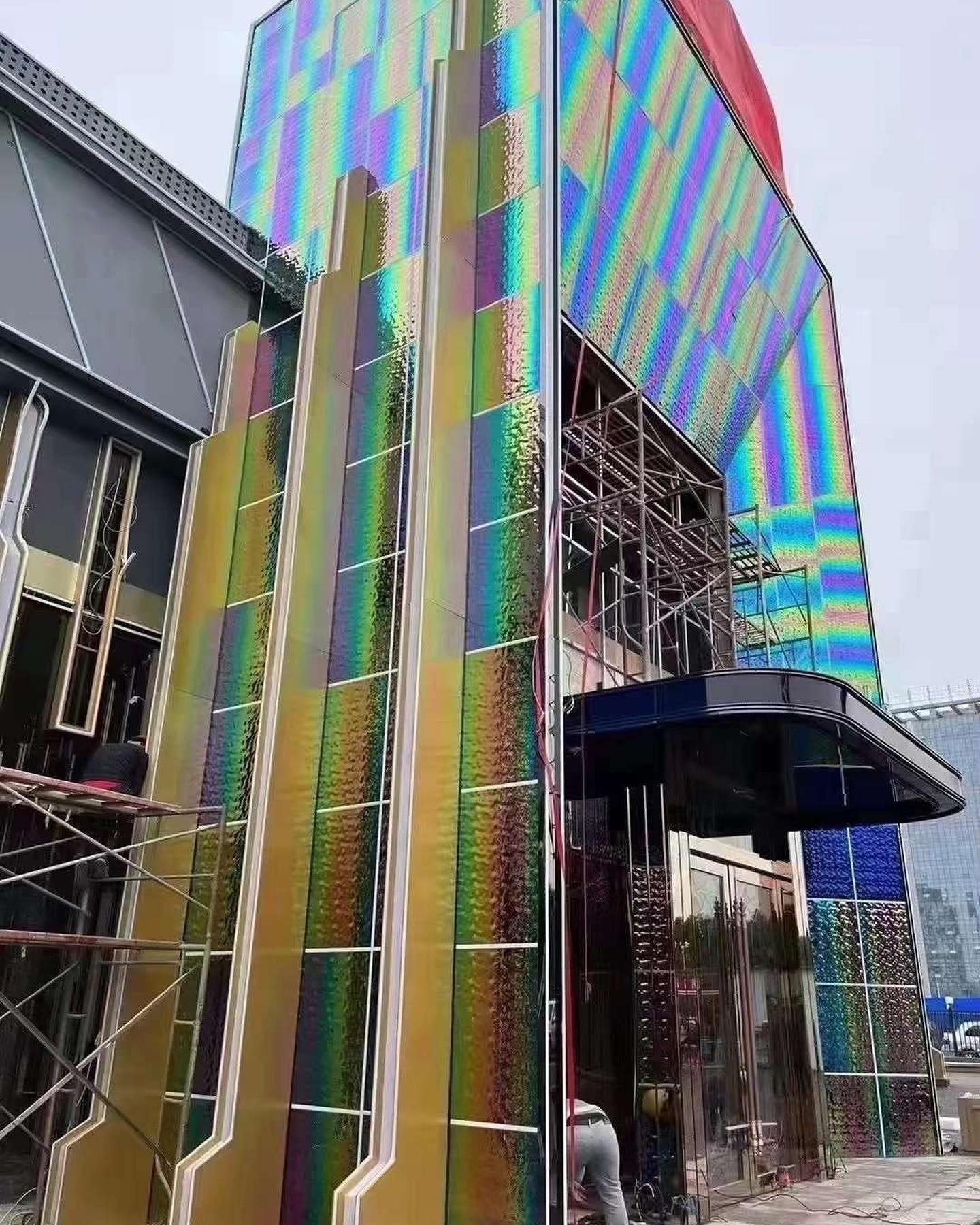 304 Water Ripple Stainless Steel Texture PVD Iridescent Metal Sheet For Art Decoration