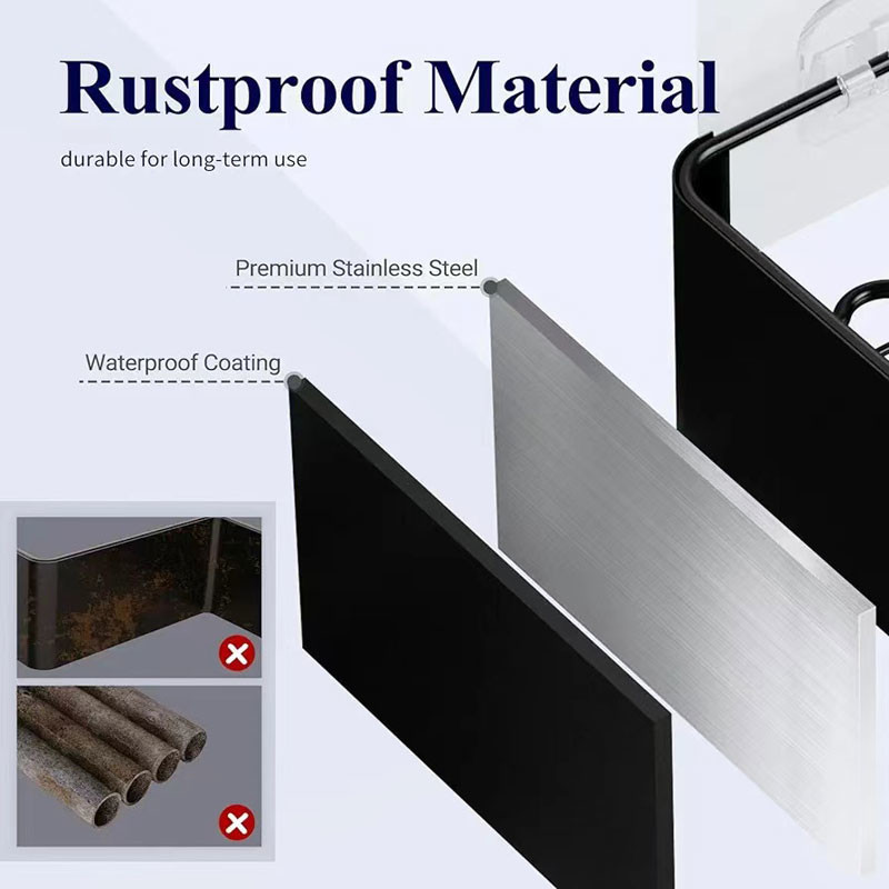 Drill-Free Rustproof Adhesive Shower Organizer Stainless Steel Shower Rack for Inside Shower
