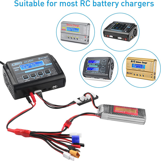 Stable 8 In 1 RC Lipo Charger Leads Multifunctional Heatproof