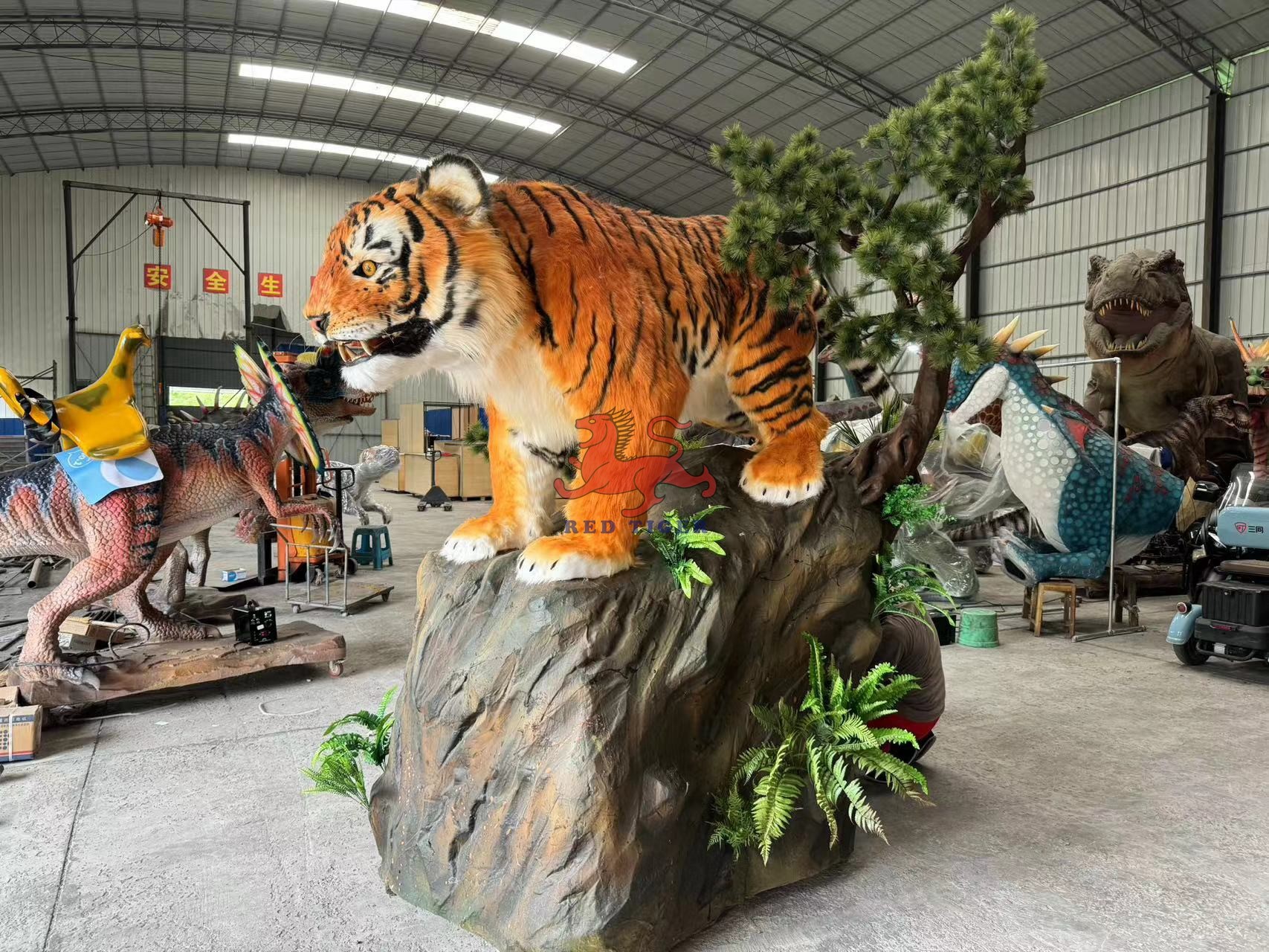 Theme Park Realistic Animatronic Life Size Tiger Customized