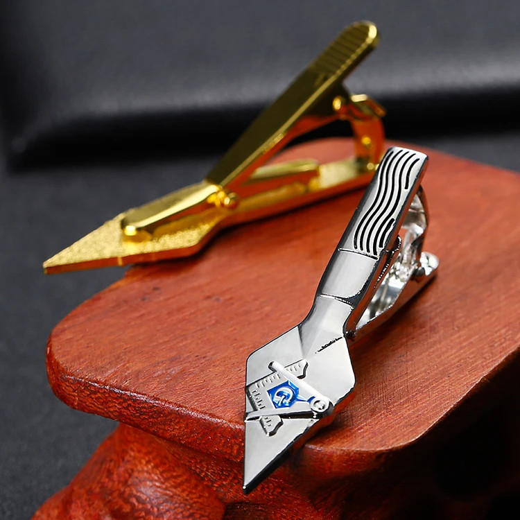 Gold Silver Plated Soft Enamel Masonic Tie Clips Airplane Tie Clip Engraved Tie Pin