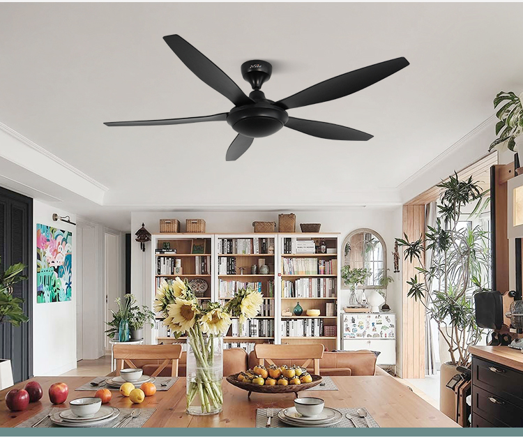 54 Inches 1stshine Black Plastic Ceiling Fan with Remote Control and Air Cooling Fan