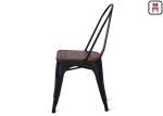 86cm Height Black Metal Restaurant Chairs Tolix Bar Stool With Wooden Seat