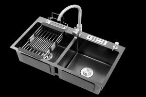 China 2 Drain Kitchen Sink Double Bowl for Modern Homes and Households wholesale