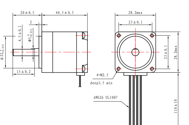 Casun 28X28mm NEMA 11 Stepper Motor 0.67A Two Phase Bipolar Stepper Motor