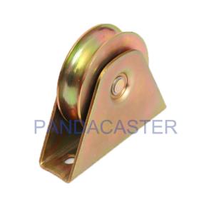 China 4 Inch Sliding Gate Wheels U Grooved Track Steel Wheels Fixed Casters wholesale