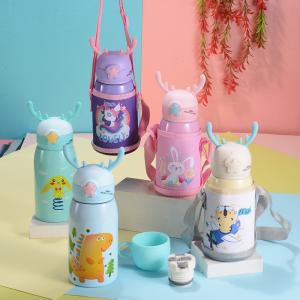 China OEM/ODM Acceptable 500ml/16oz Kids Water Bottle With Straw Thermos BPA Free Vacuum Insulated Leak-Proof Perfect For Girls/Boys Sports wholesale