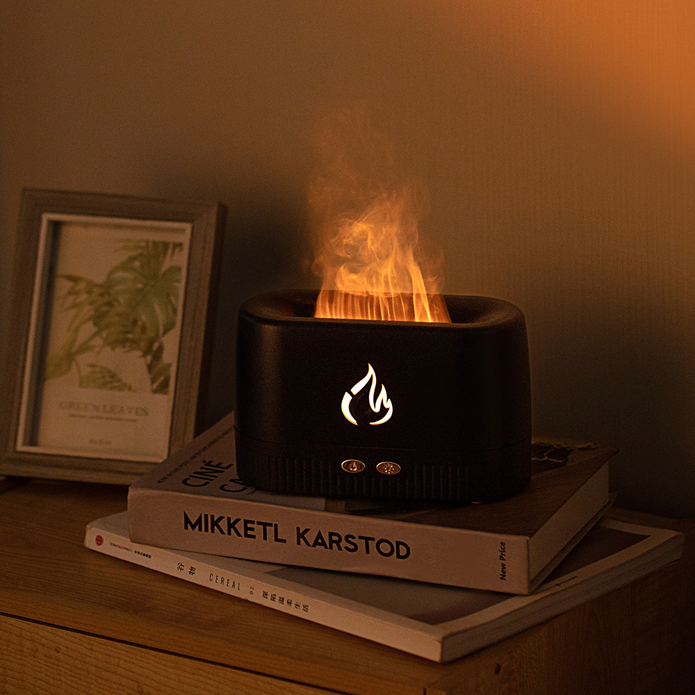 HOMEFISH 230ML Aromatherapy Ultrasonic Flame Aroma Diffuser With Warm Light