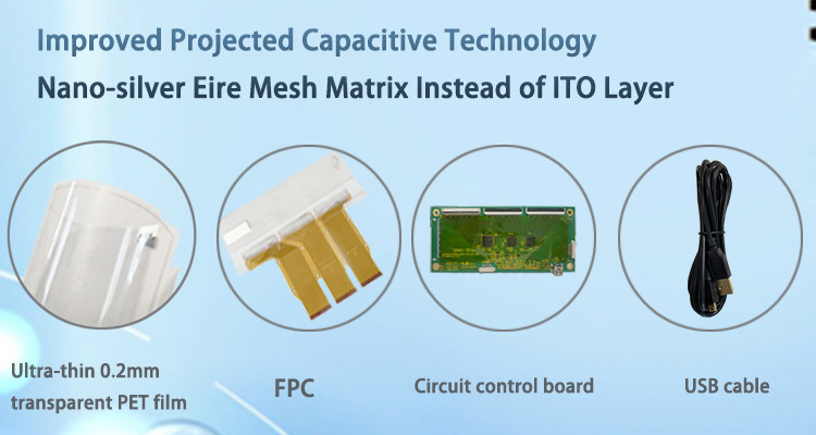 16:9 Ratio Capacitive Touch Foil 32 Inch 20 Points Waterproof Dustproof Bulletproof