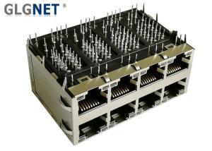 China LED Ethernet Stacked RJ45 Connectors Multiple Port 41.40x59.19x25.27 Mm wholesale