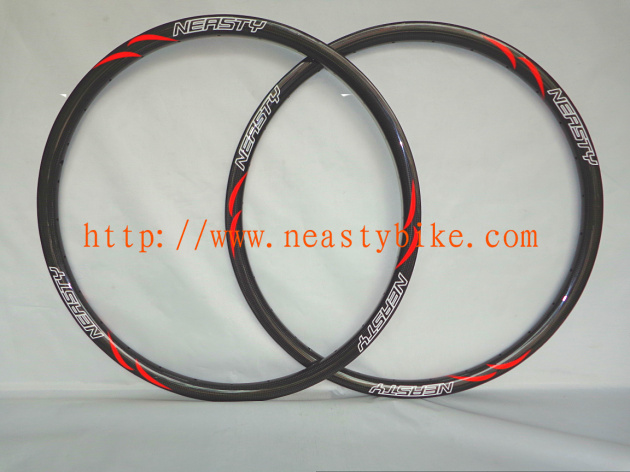 26" MTB bike carbon rims,Full Carbon rims;23mm mountain bicycle wheel and rims(red)