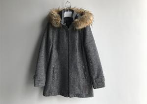 China Slim Melton England Style Hooded Ladies Check Coat Womens For Winter Season wholesale
