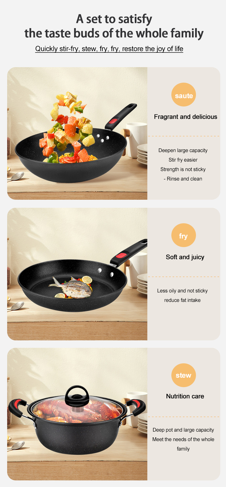Home Medical Stone Non Stick Cooking Pot Set Kitchen Pots And Pans Cookware Sets