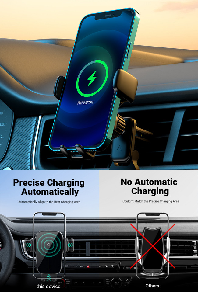 2.5D Tempered Glass Magnetic Car Mount With Automatic Recognition And Breathing Light