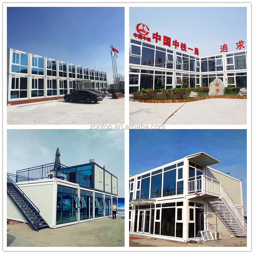 Zontop modern frame cheap easy assemble 2 story china prefabricated 20ft 40 ft shipping prefab container house
