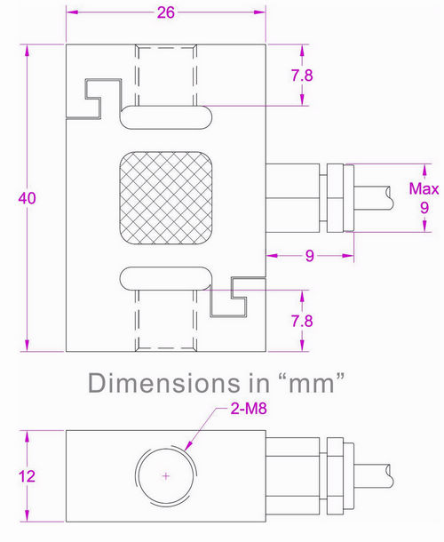 miniature S type load cell with M8 threaded hole