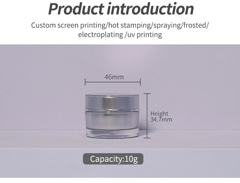 Acceptable Customer's Logo Luxury 10g Round PS Silver Empty Clear Plastic Packaging Cosmetic Cream Jar for Lip Balm