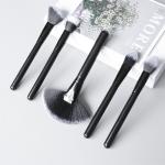 Luxury 5PCS Shiny Black Wooden Handle Private Label Foundation Fan Brush