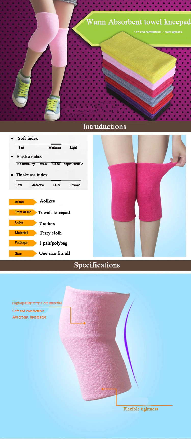 terry cloth Protective Outdoor Sports Riding knee and elbow guard Support For Sale