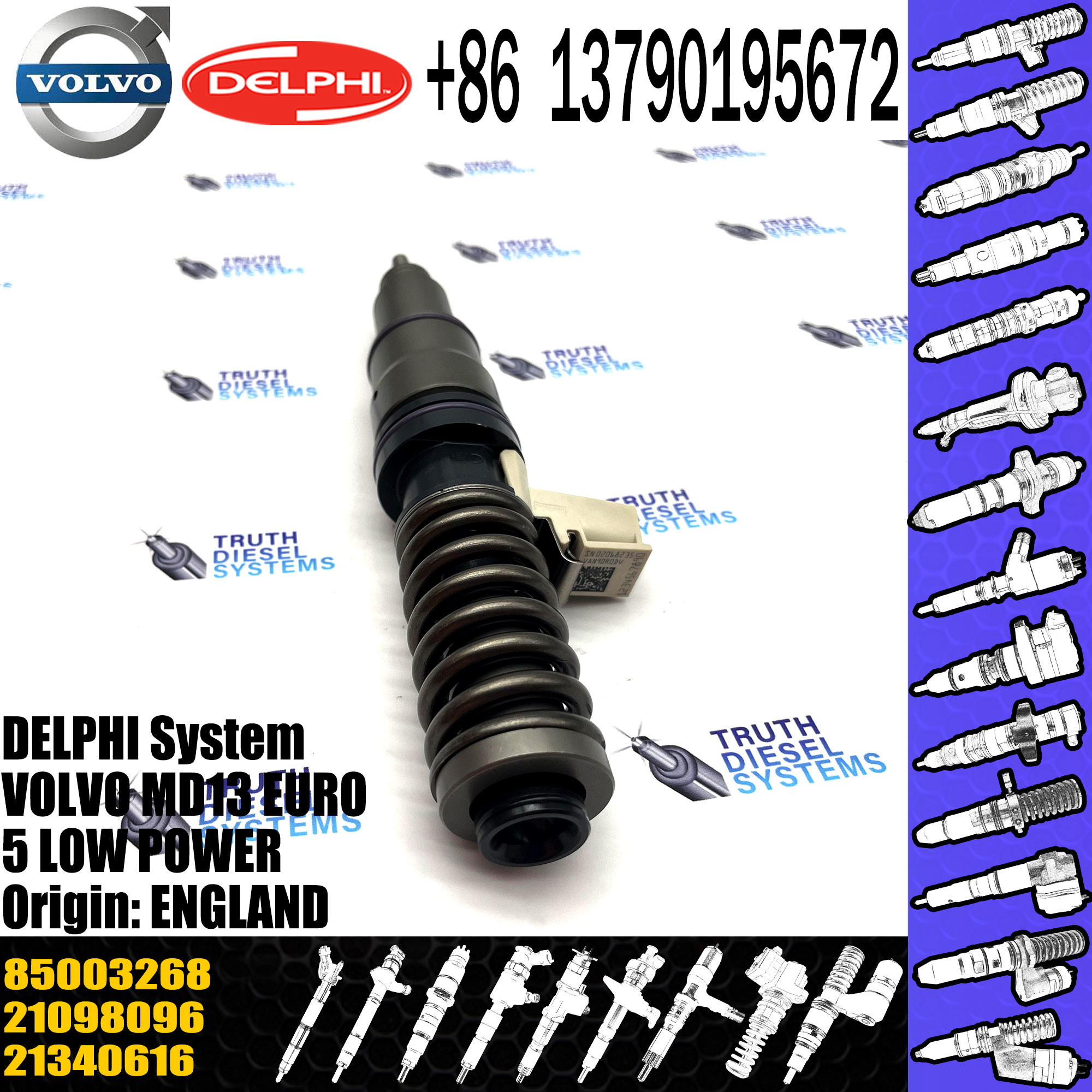 High Quality Diesel Fuel Injector 21098096 7421340616 21340616 85003268 BEBE4D25001 For VOL MD13 EURO 5 LOW POWER