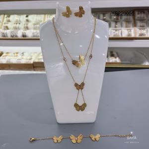 China Wedding 14k Gold Stainless Steel Necklace With Butterfly Pendant wholesale