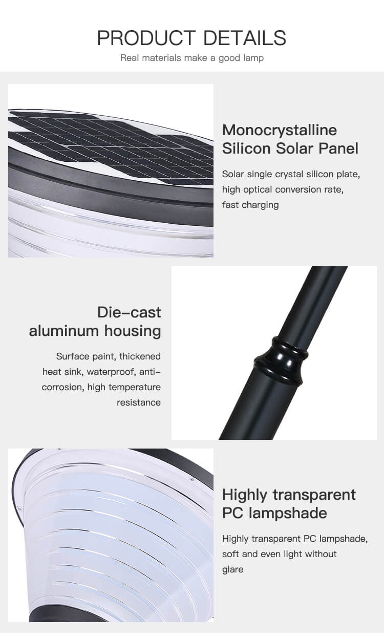 Waterproof Post Lighting Led Gate Solar Garden Pillar Light for Outside Lamp Landscape