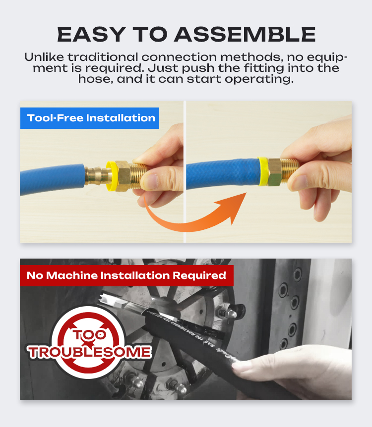 Factory 19mm Non Conductive Wearing Resistant Quick Connect Oil Resistant Gas Tight NBR Rubber Push Lock Hose Compressor