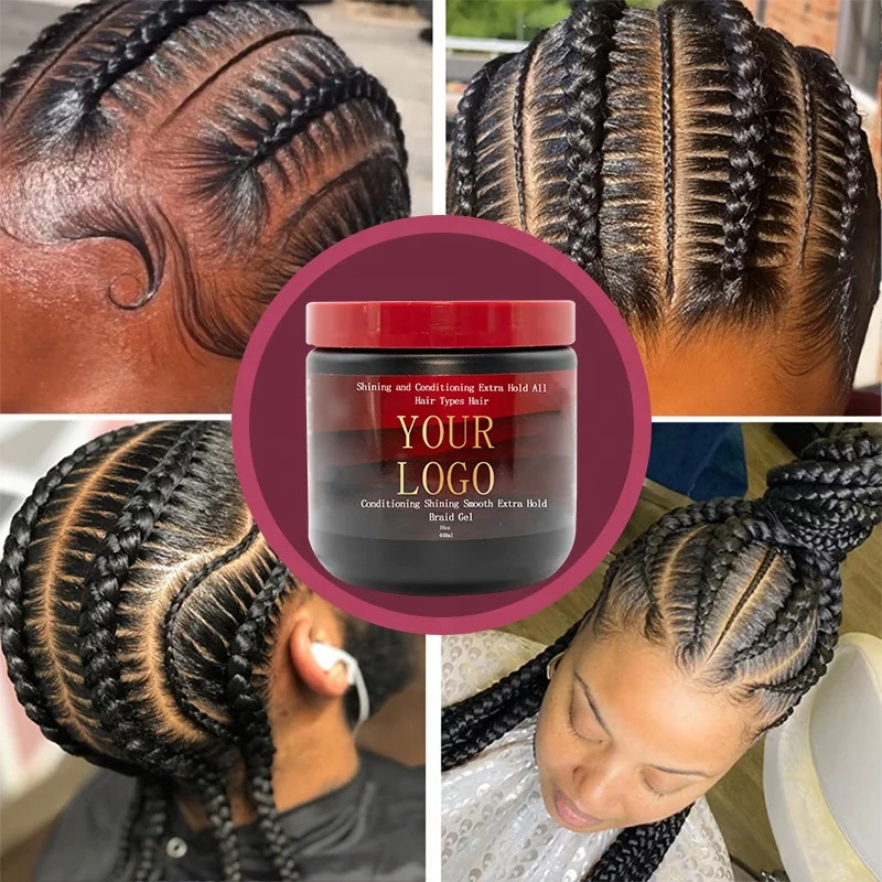 16oz Fast Shipping Extreme Hold Braid For All Hair Types Natural Smoothing Holding Hair Gel For Braids