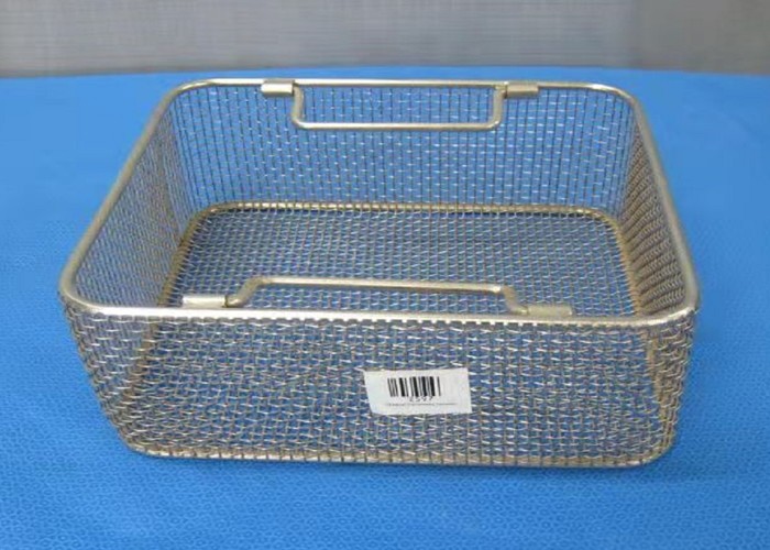 High Temperature Wire Mesh Storage Basket Sterilization Medical Disinfection Rectangular