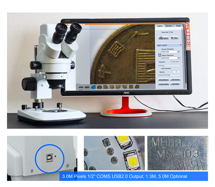 Binocular Digital Stereo Microscope With Auxiliary Objectives Reach 3.5x - 180x