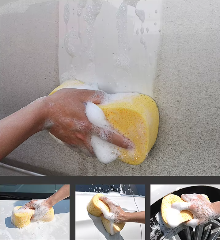 Vacuum-Compressed Car Wash Sponge for Paint-Safe Auto Detailing